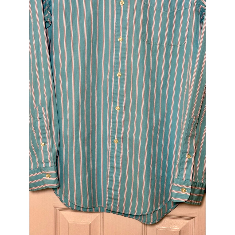 Ralph Lauren Classic Fit Mens Medium Blue Purple Stripe Button Down Shirt Cotton - Picture 5 of 11